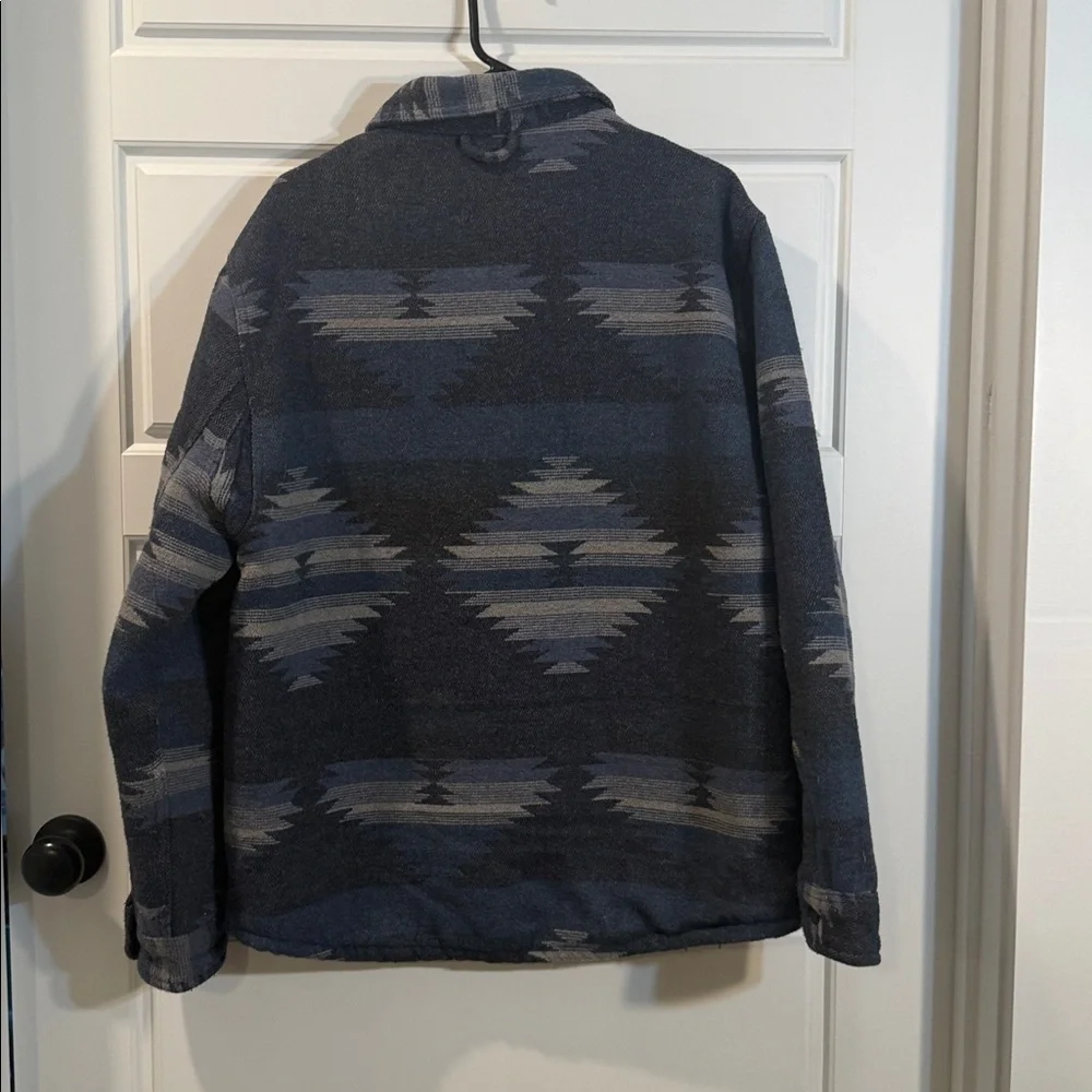 JACHS New York Men's Indigo Aztec Wool Blend Shirt Jacket (Shacket) Size Large